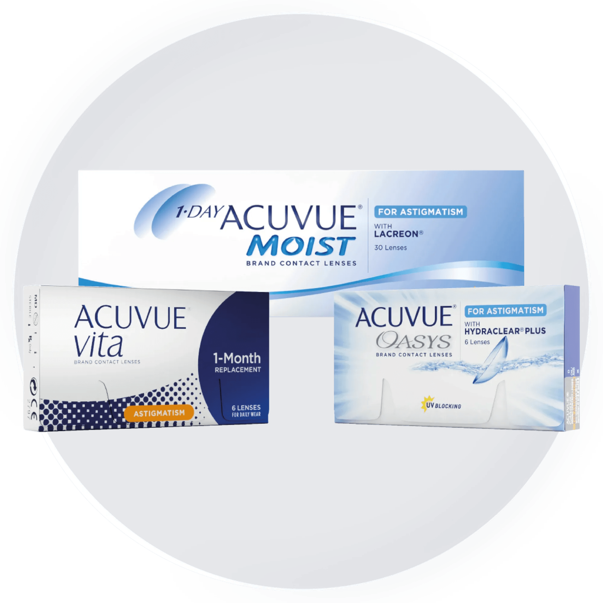 Boxes of ACUVUE® contact lenses