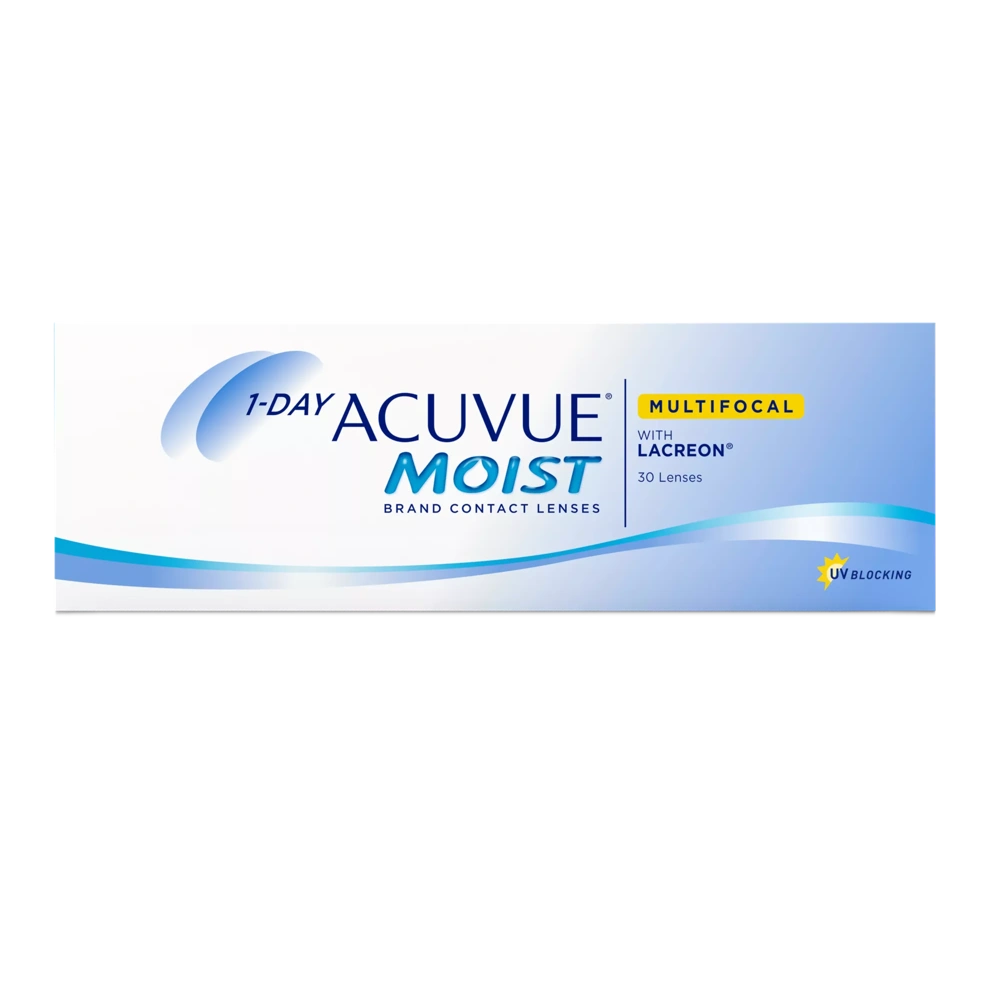 Boxes of  Acuvue Moist, a popular brand known for its exceptional comfort and visual clarity.