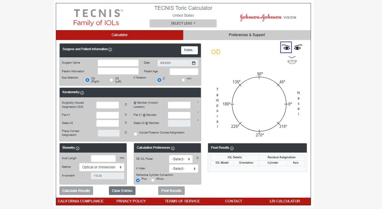 TECNIS toric calculator