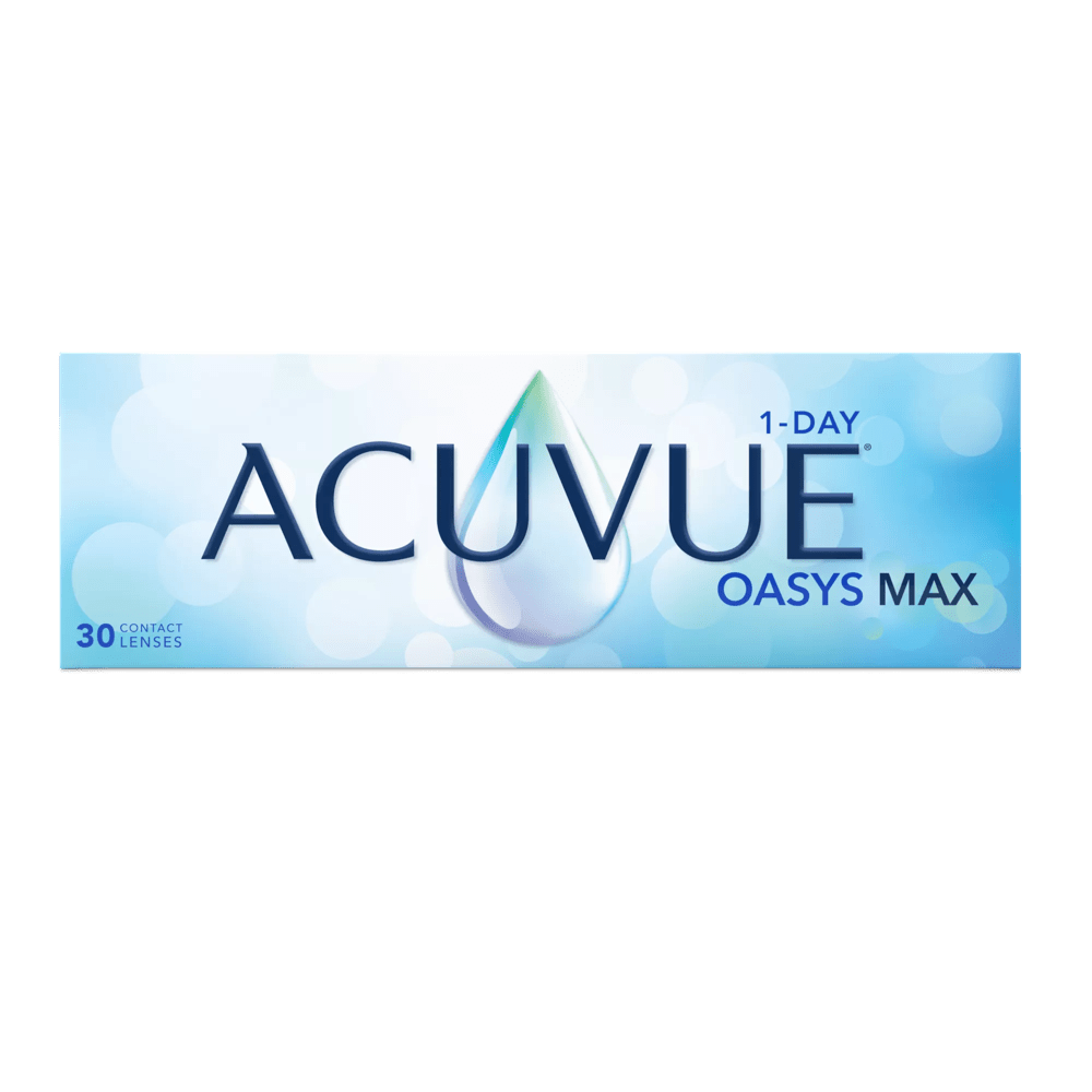 ACUVUE® OASYS MAX 1-DAY met TearStable™ Technologie en Packshot OptiBlue™ Lichtfilter