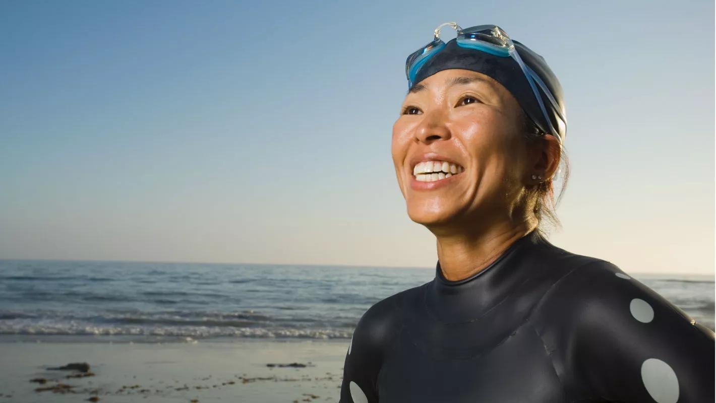 Woman with surfing suit